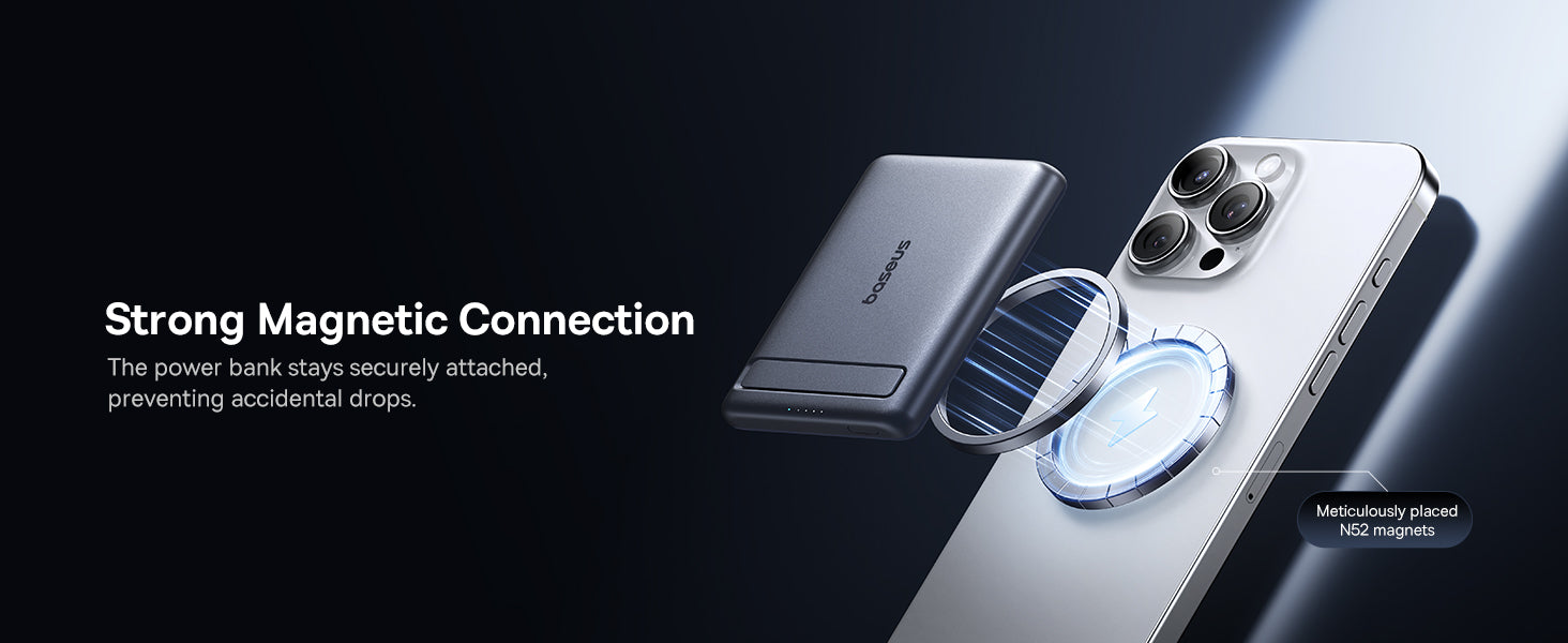 Baseus PicoGo AM31 Power Bank Magnétique 5000mAh — Charge Sans Fil Ultra-Compacte pour iPhone & Android